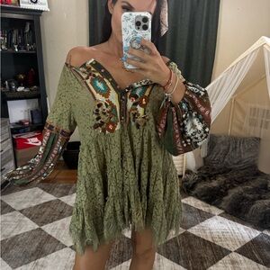 Antica Sartoria army green lace dress